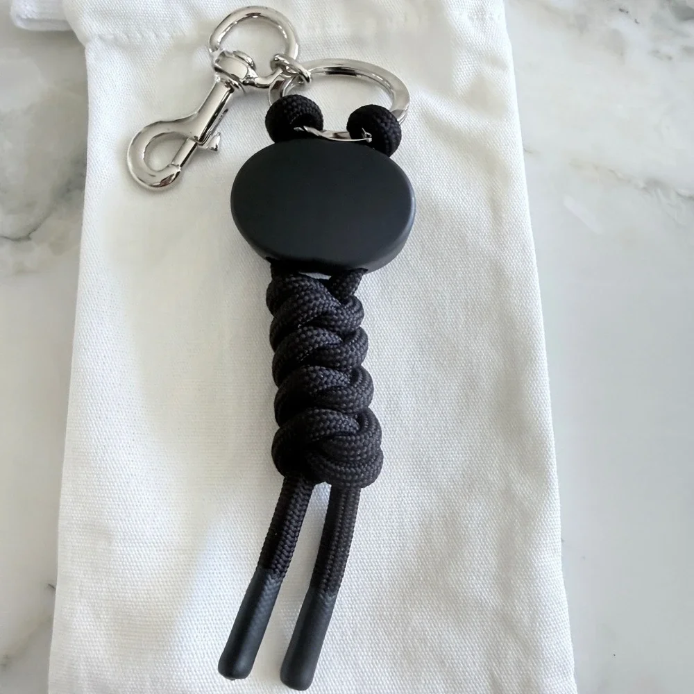 Gucci Black Interlocking G‎ Knotted Cord Keychain Swivel Hook 834480